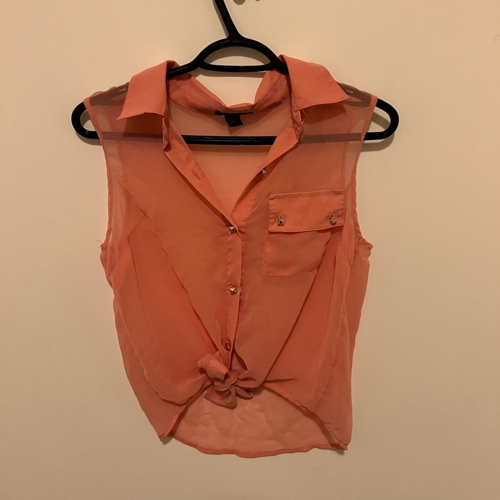 Peach sheer blouse